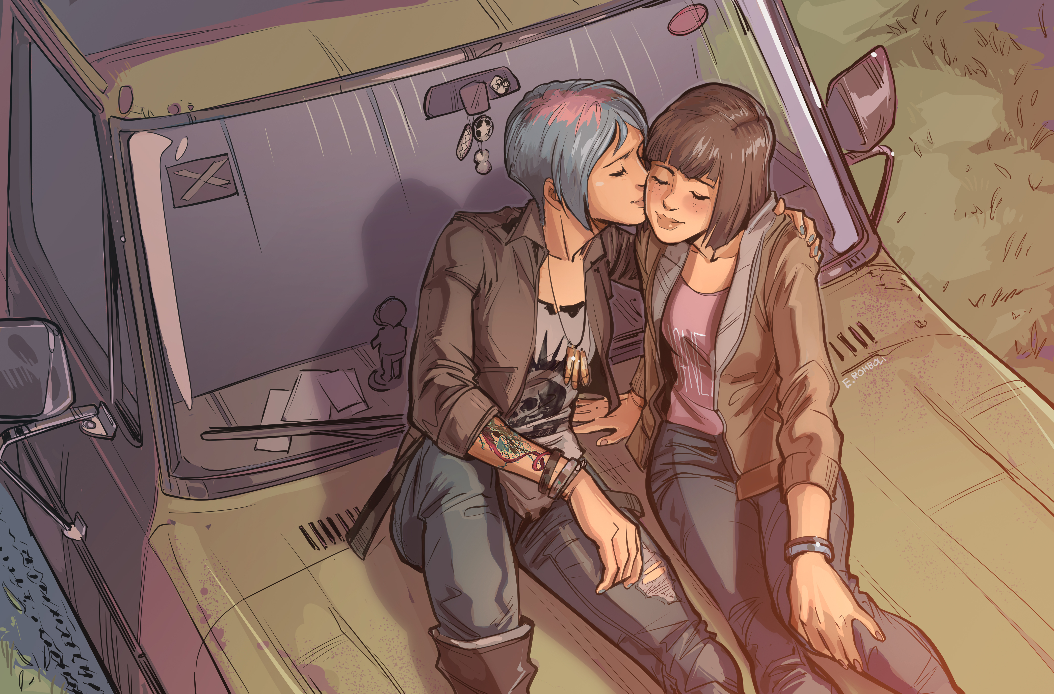 Max and Chloe sharing a loving moment, staring at the sunset! by AfterLaughs, commissioned by me